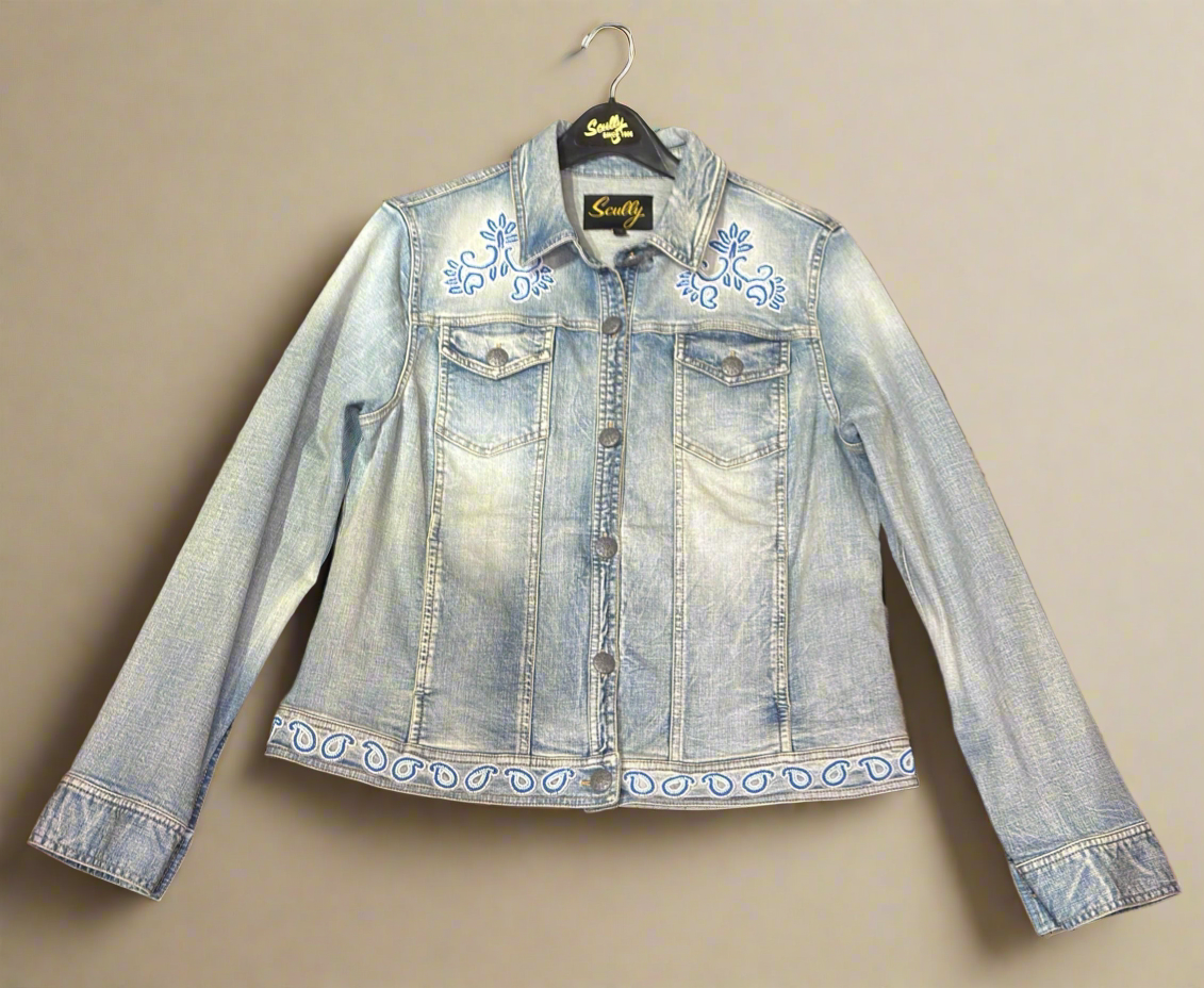 Scully Denim Button Up Embroider Jacket