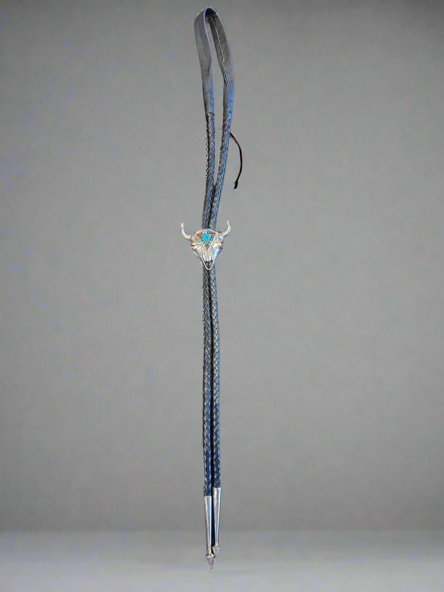 Turquoise buffalo head bolo-tie Native American.