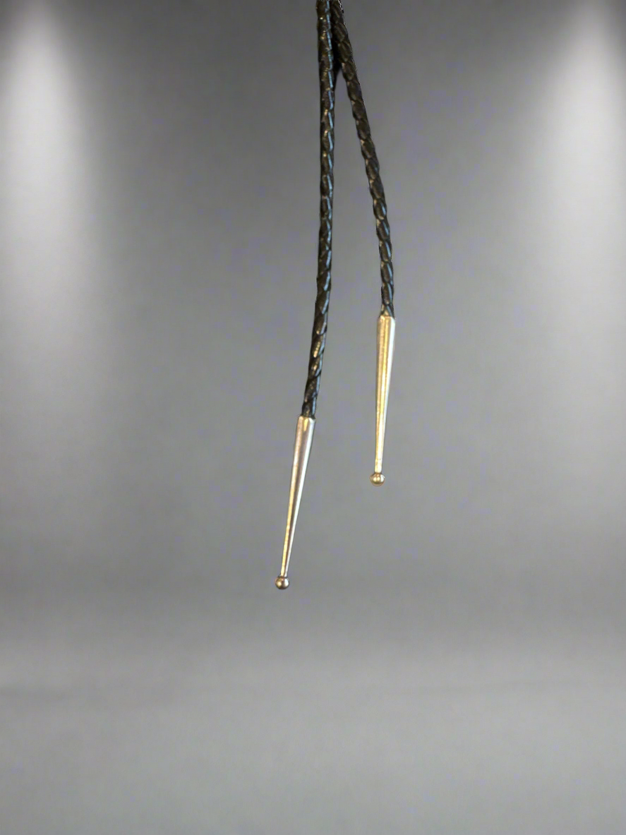 Handmade Native American Bolo-Tie with Green Turquoise Stones.