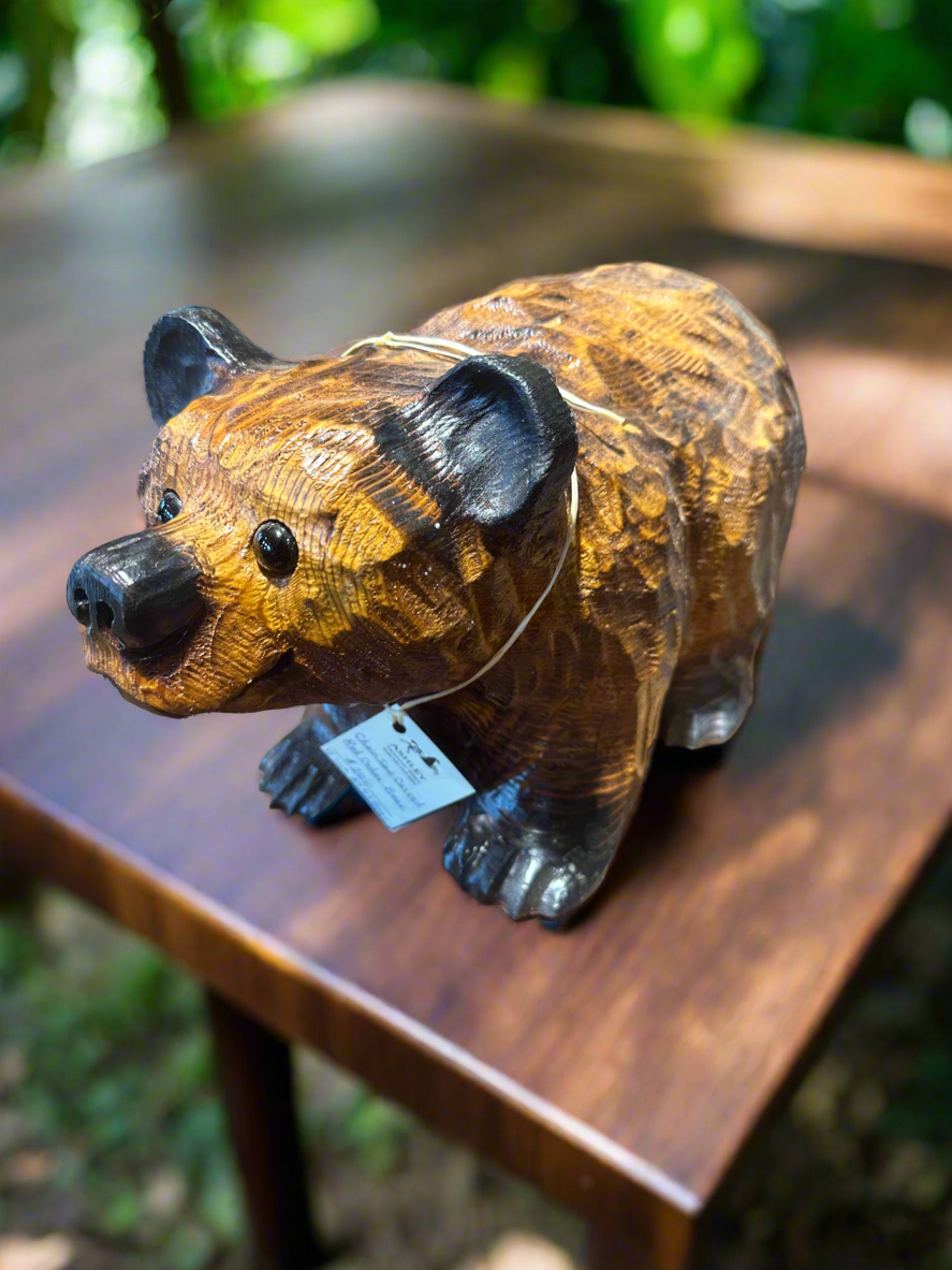 Chainsaw Carved Red Ceder Bear All Four 12"