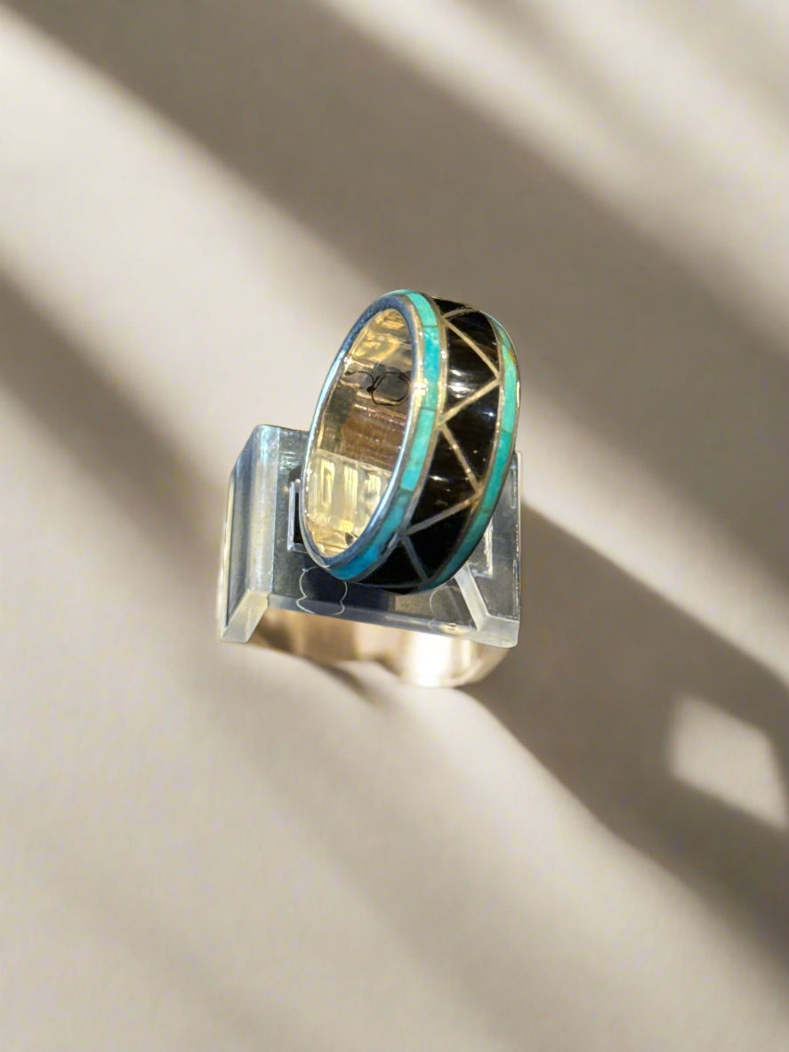 Black Jade ring by Super Smith with Turquoise.