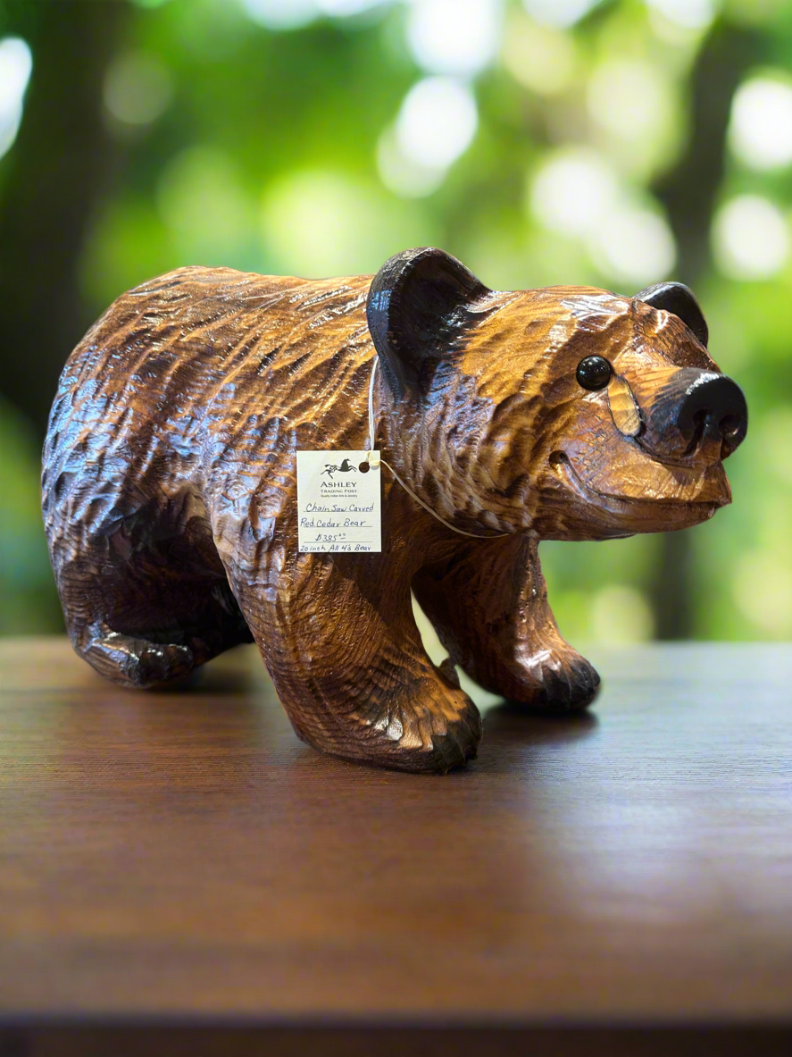 Red Cedar Chainsaw Carved Bear 20" All Fours