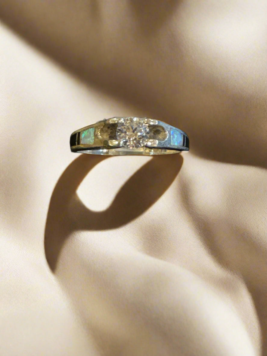 Black Jade By Super Smith With Cuban zirconia and white opal.