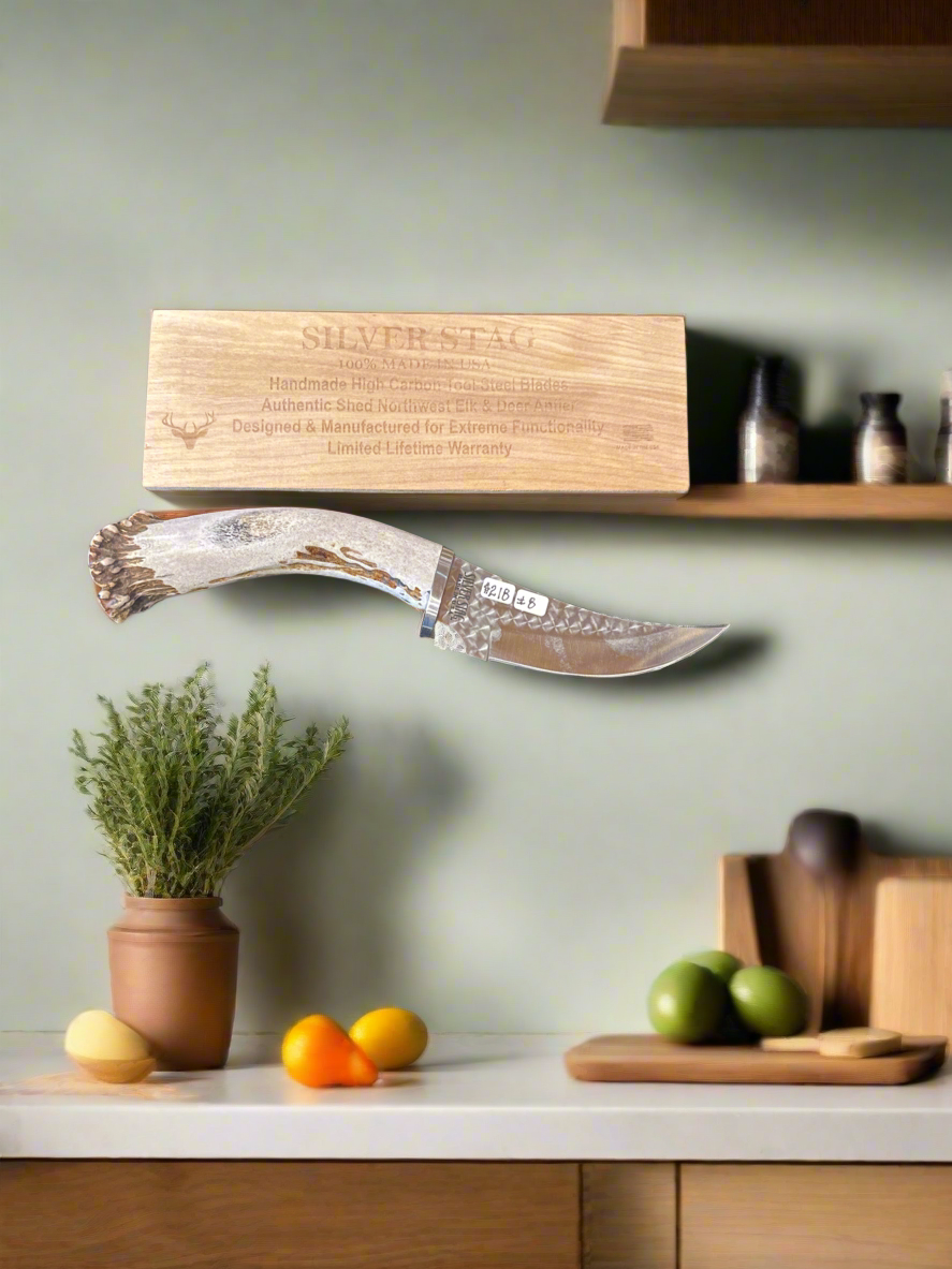 Silver stag fixed blade knife