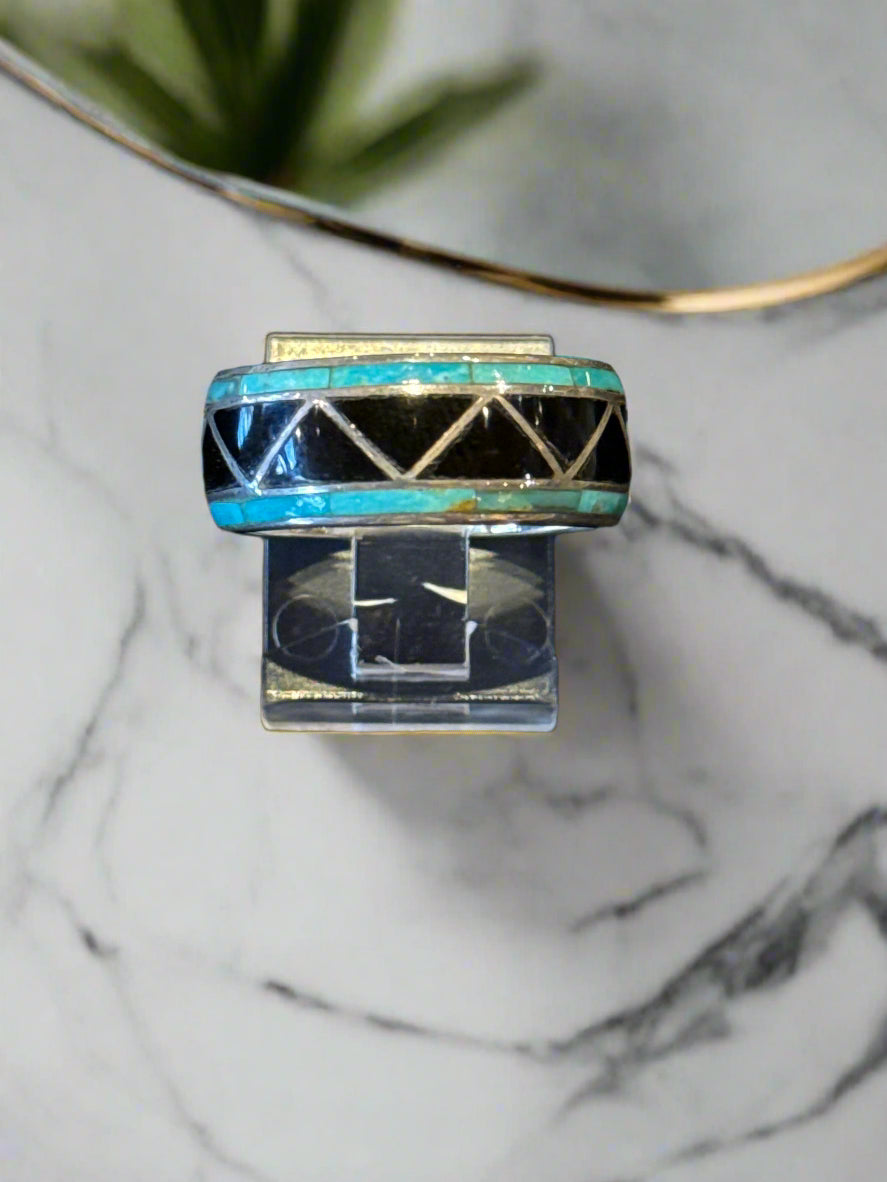 Black Jade ring by Super Smith with Turquoise.