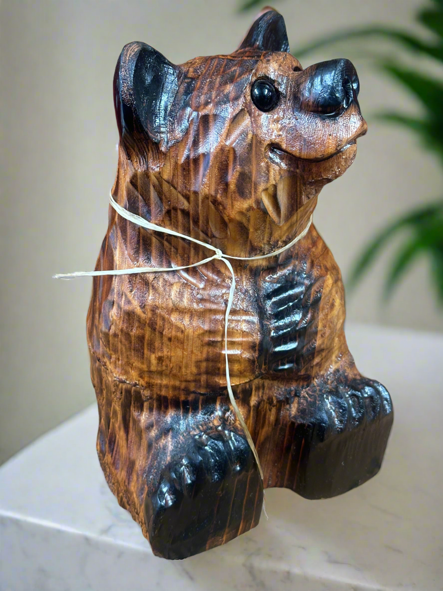 Chainsaw Carved Red Ceder Bear Small 11"