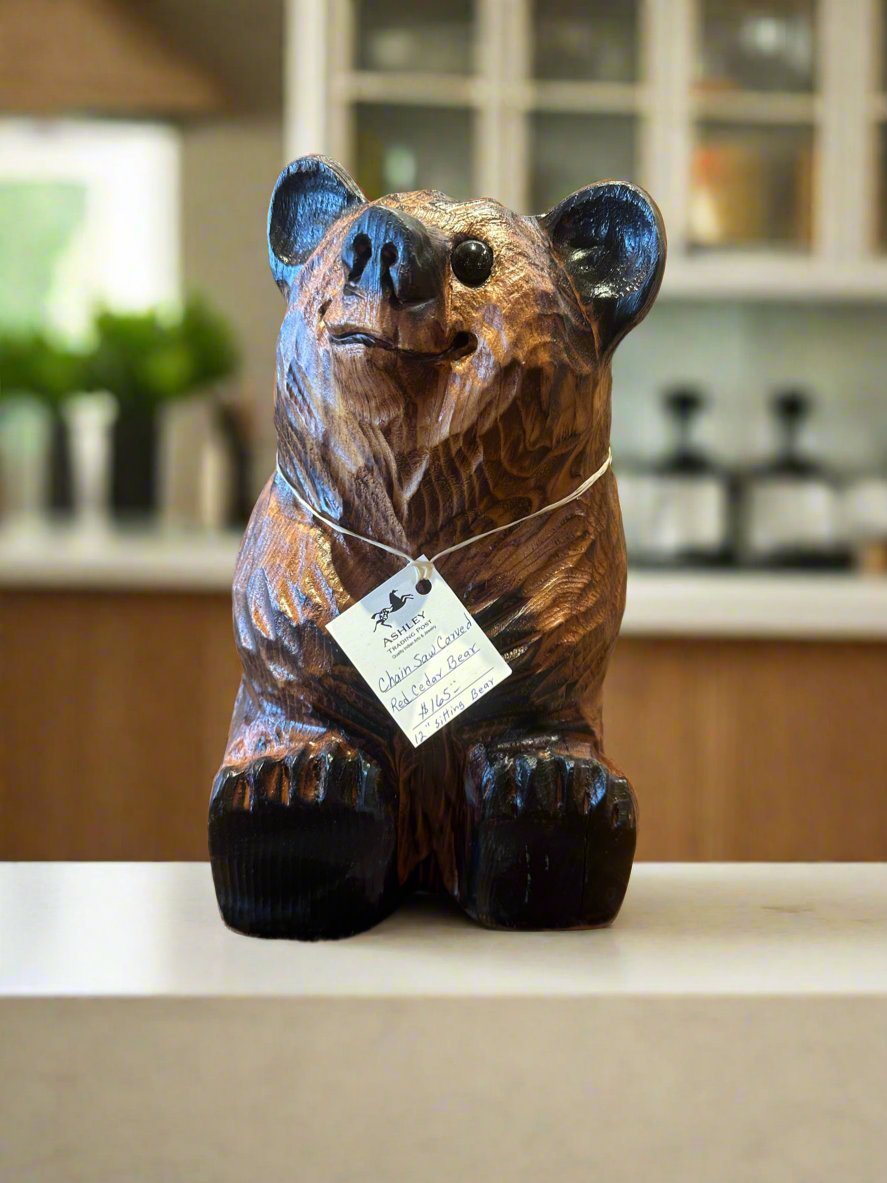 Chainsaw Carved Red Cedar Bear 12" Sitting Bear