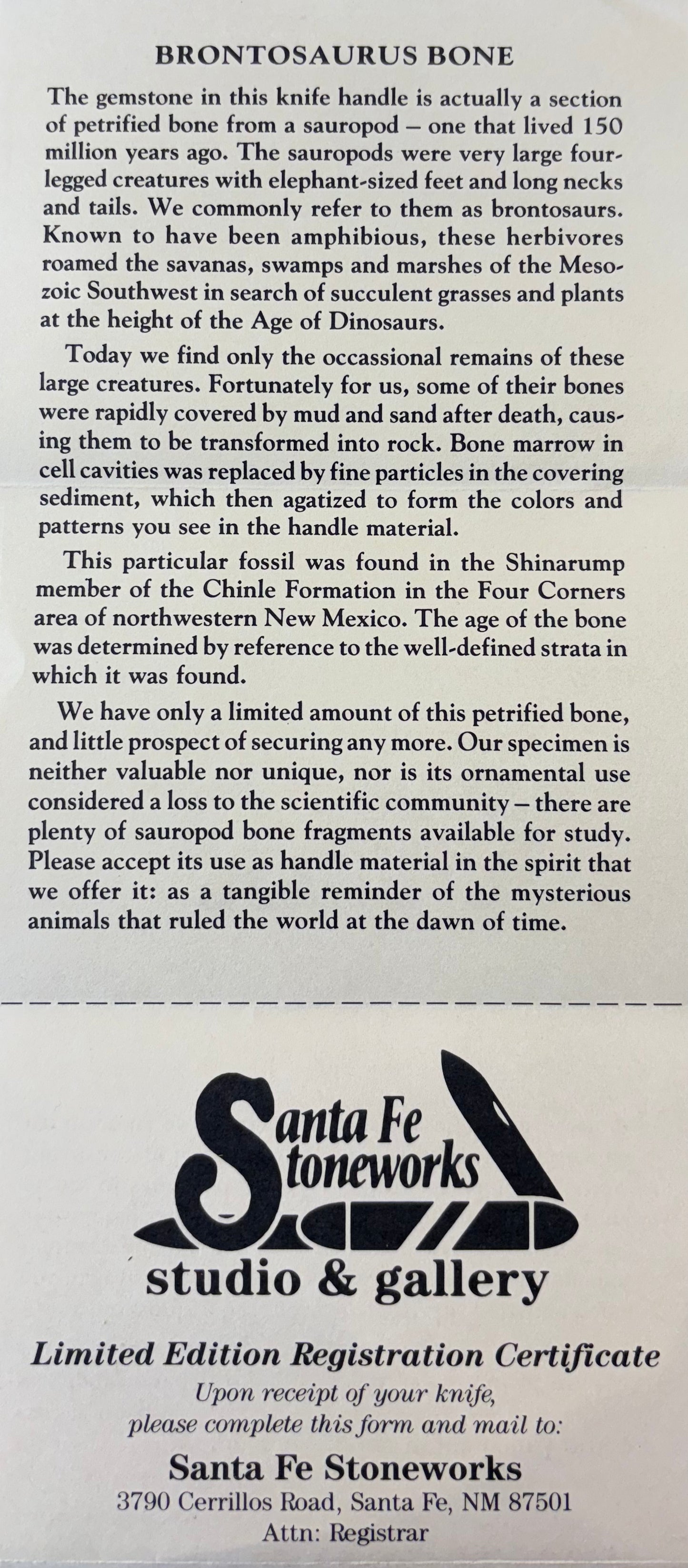 Santa Fe Stoneworks Fossile Pocket Knife