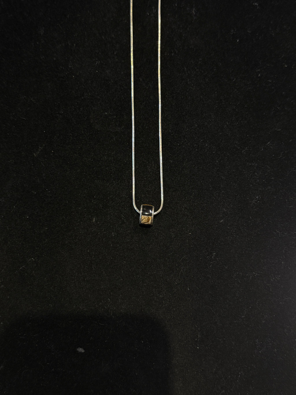 Barrel Pendent Native Earth with Picture Jasper and Black Jade.
