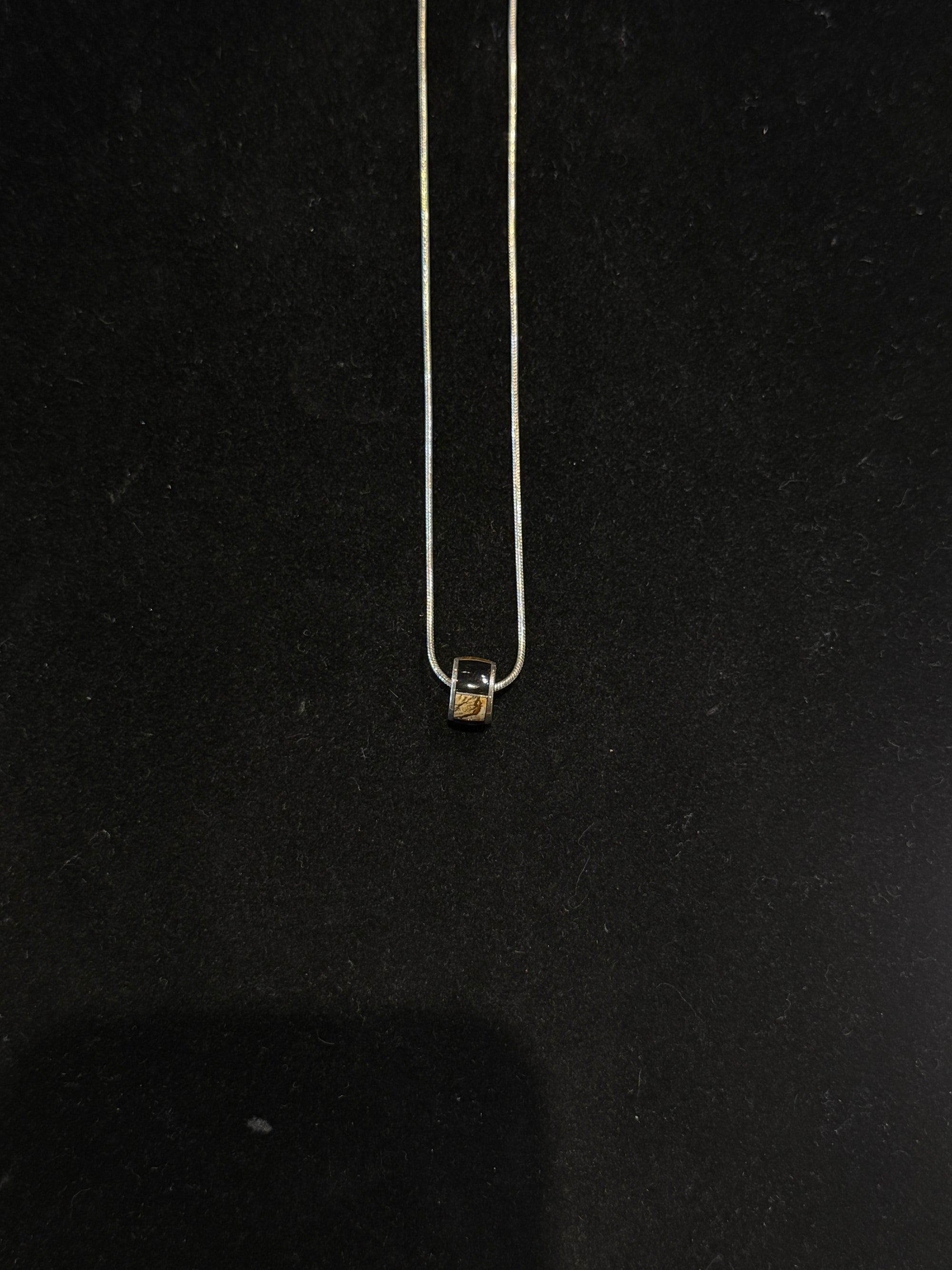 Barrel Pendent Native Earth with Picture Jasper and Black Jade.