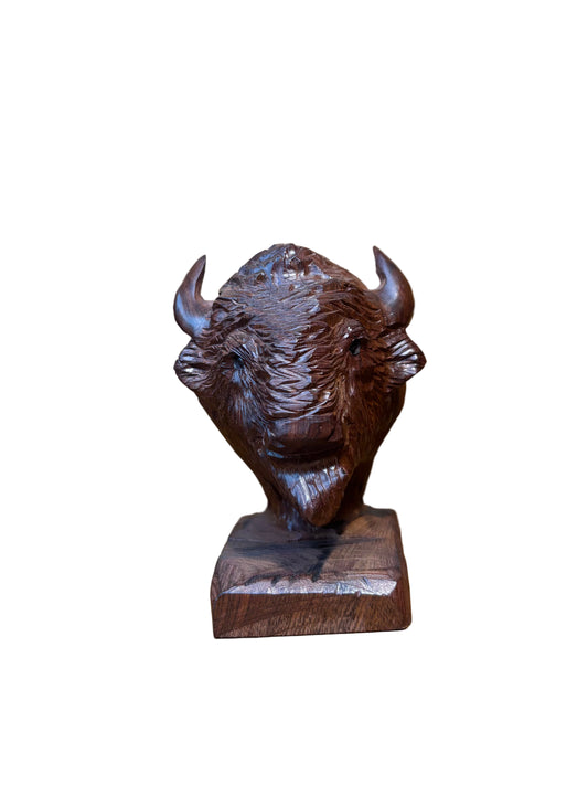 Ironwood Buffalo Head Bookend