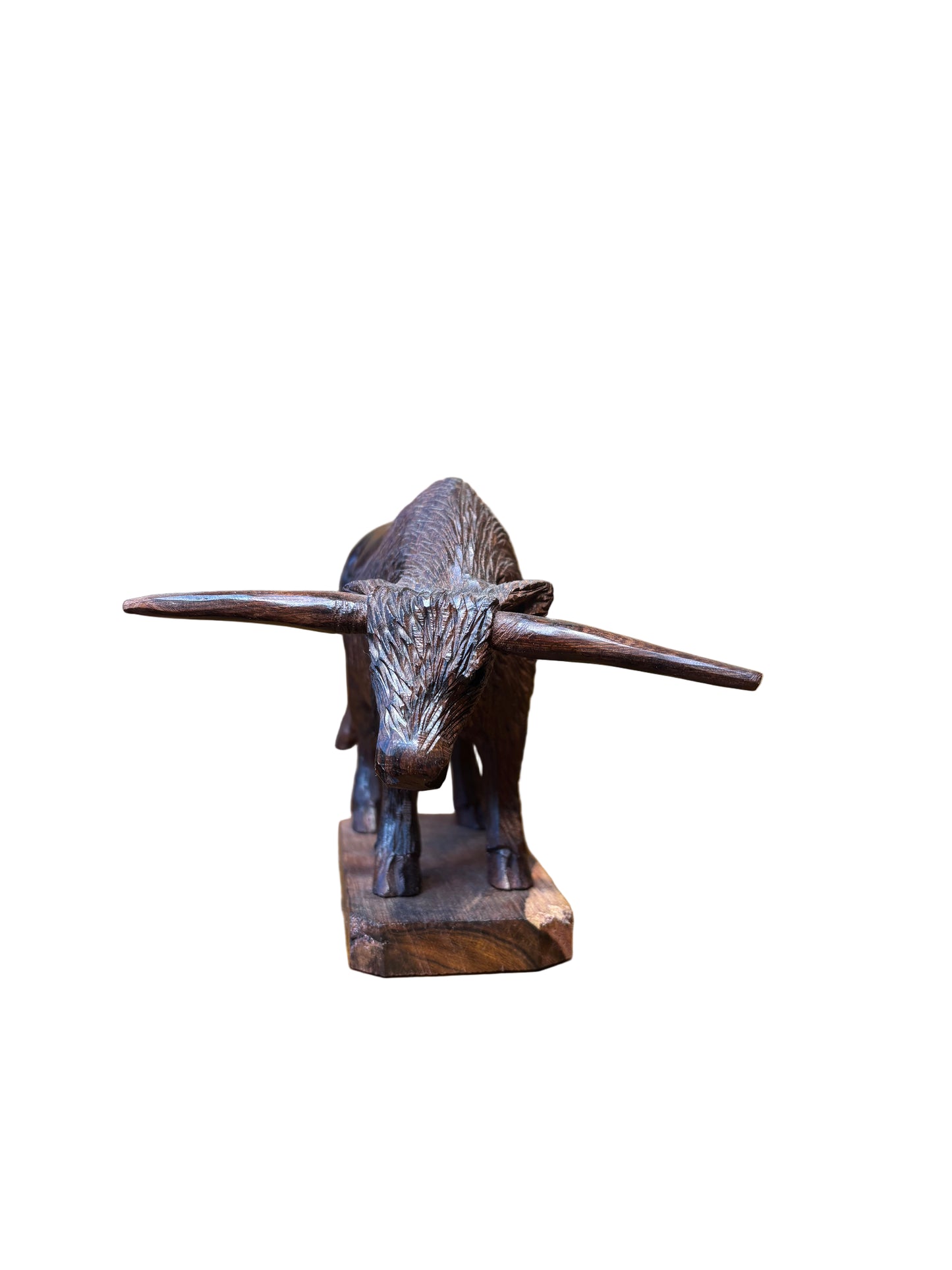 Ironwood Long Horn Bull on Base Medium