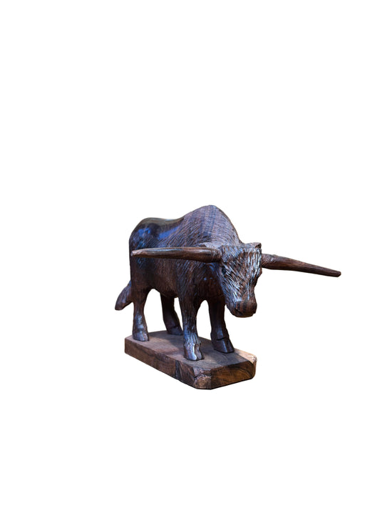 Ironwood Long Horn Bull on Base Medium