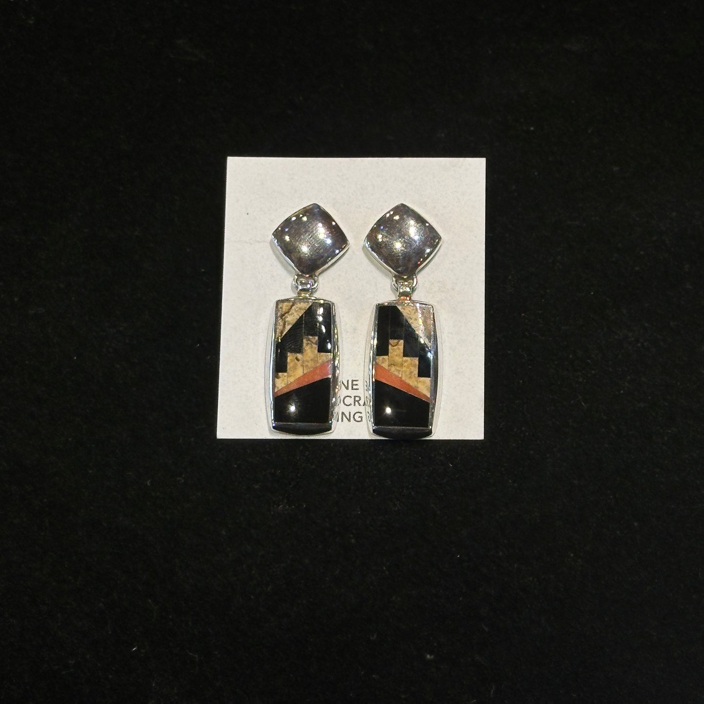 Native Earth rectangle earrings.