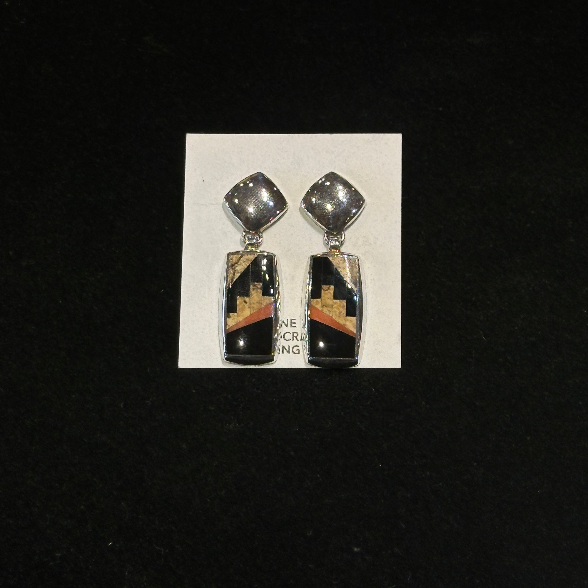 Native Earth rectangle earrings.