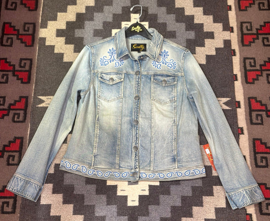 Denim Button Up Embroider Jacket