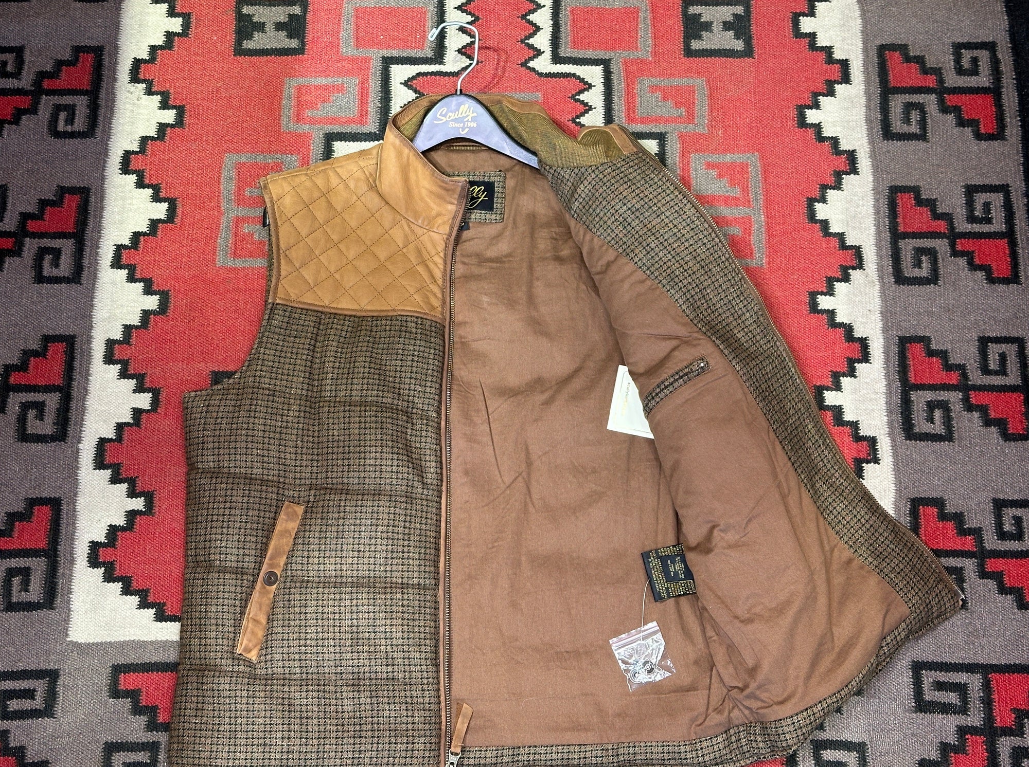 Scully Plaid and Leather Vest