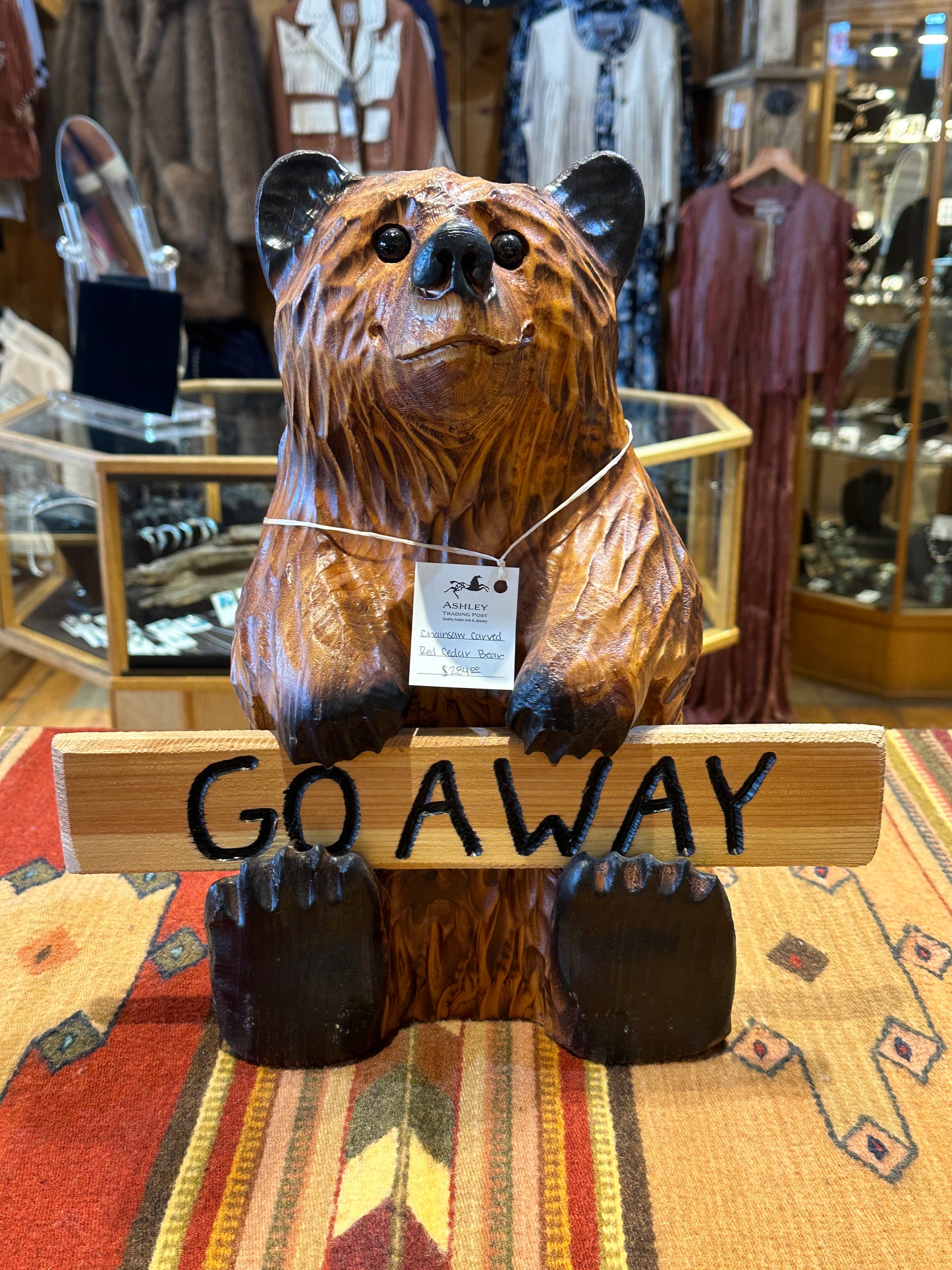 Chainsaw carved red ceder Bear Welcome or Go Away