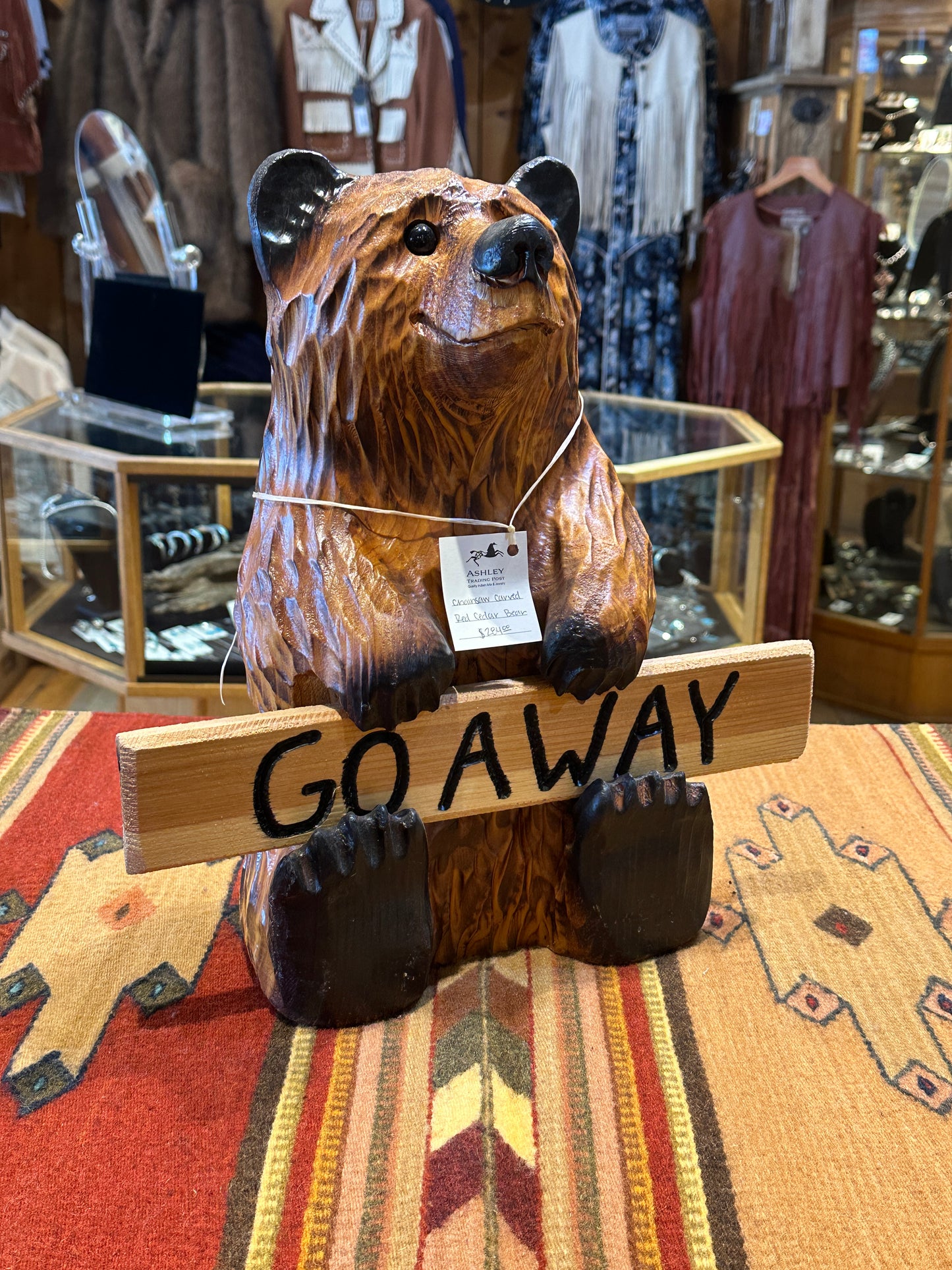 Chainsaw carved red ceder Bear Welcome or Go Away