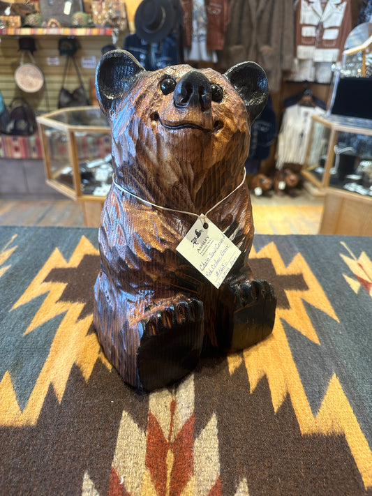 Chainsaw Carved Red Cedar Bear 12" Sitting Bear