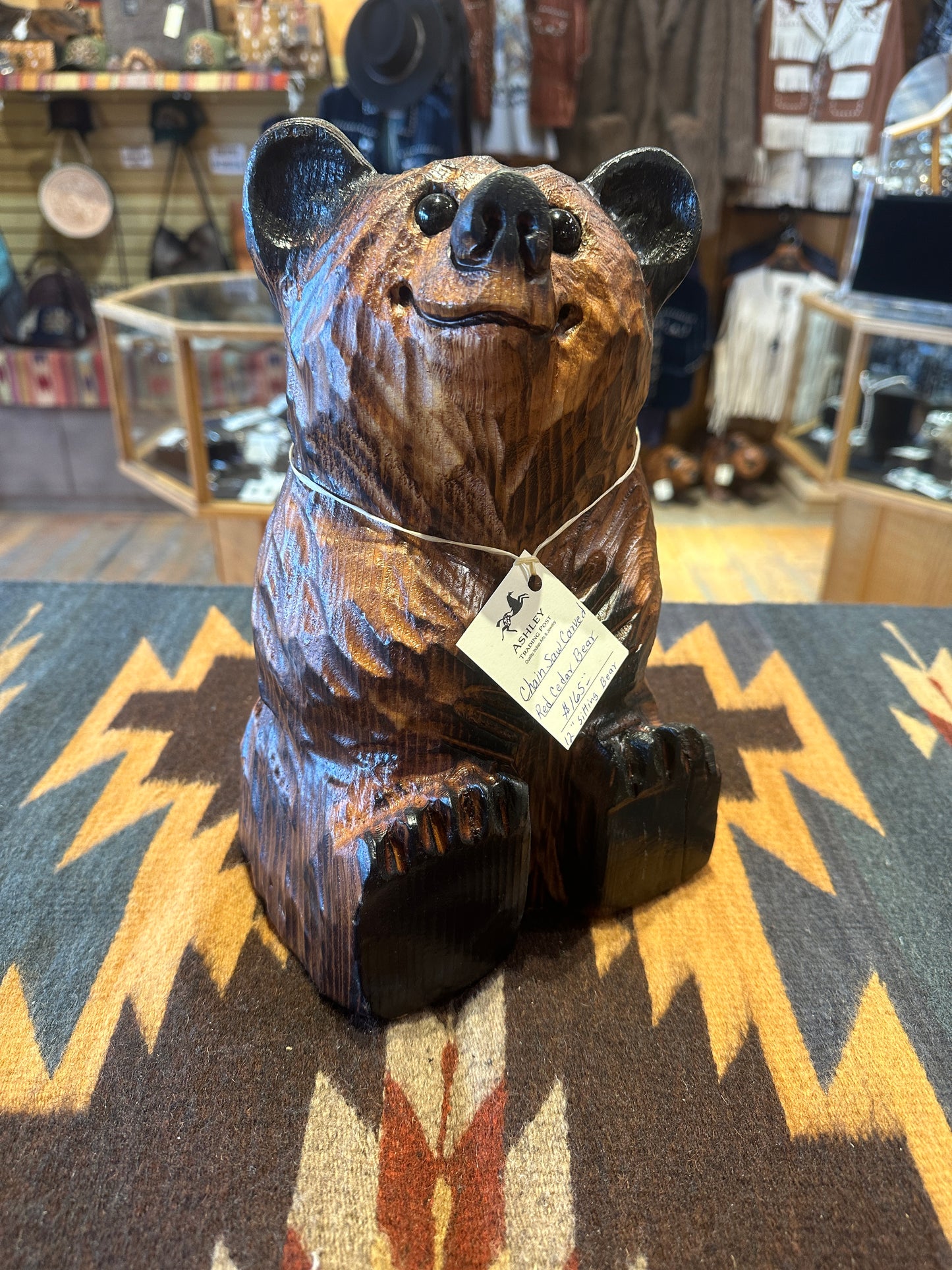 Chainsaw Carved Red Cedar Bear 12" Sitting Bear