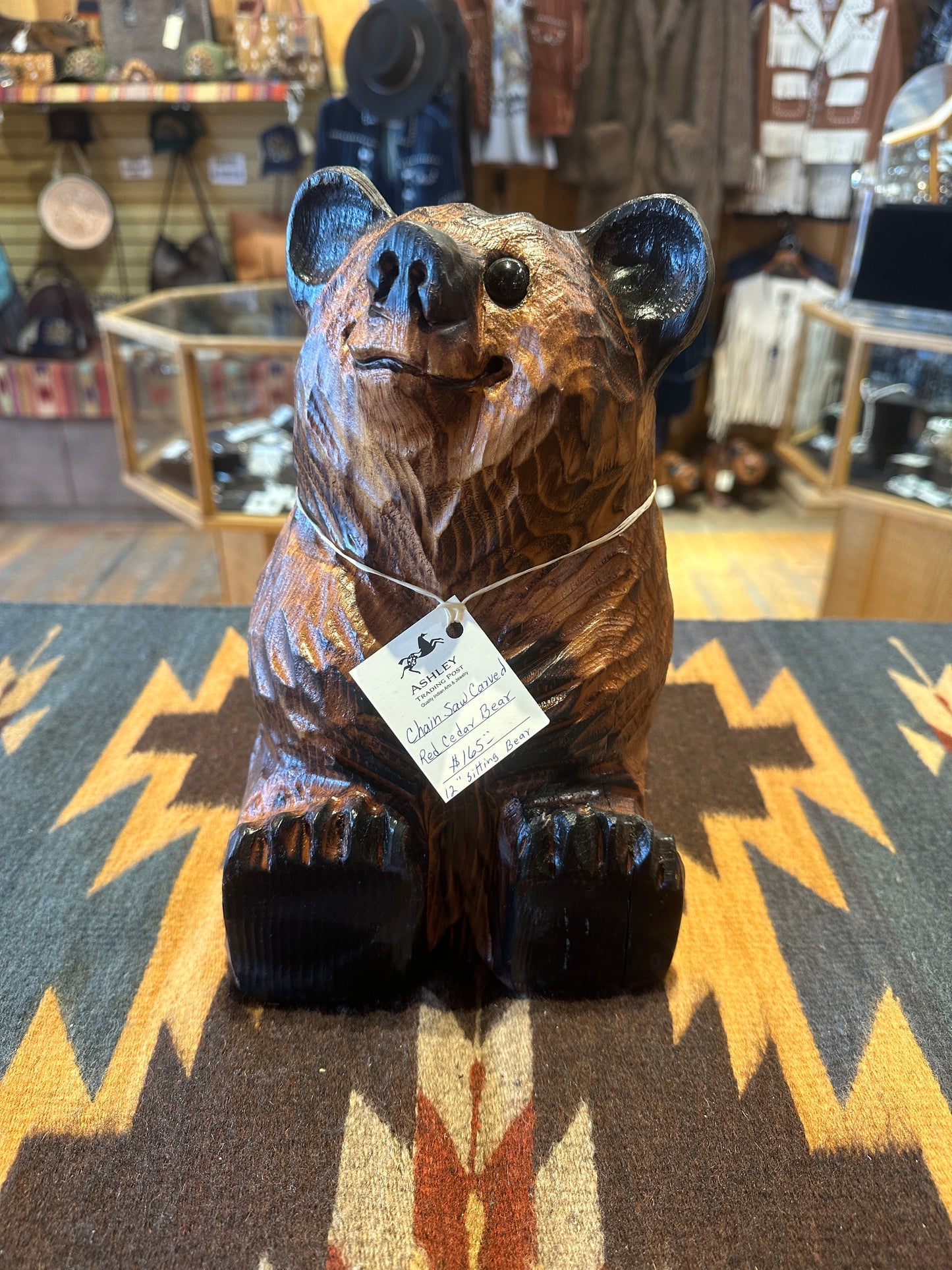 Chainsaw Carved Red Cedar Bear 12" Sitting Bear