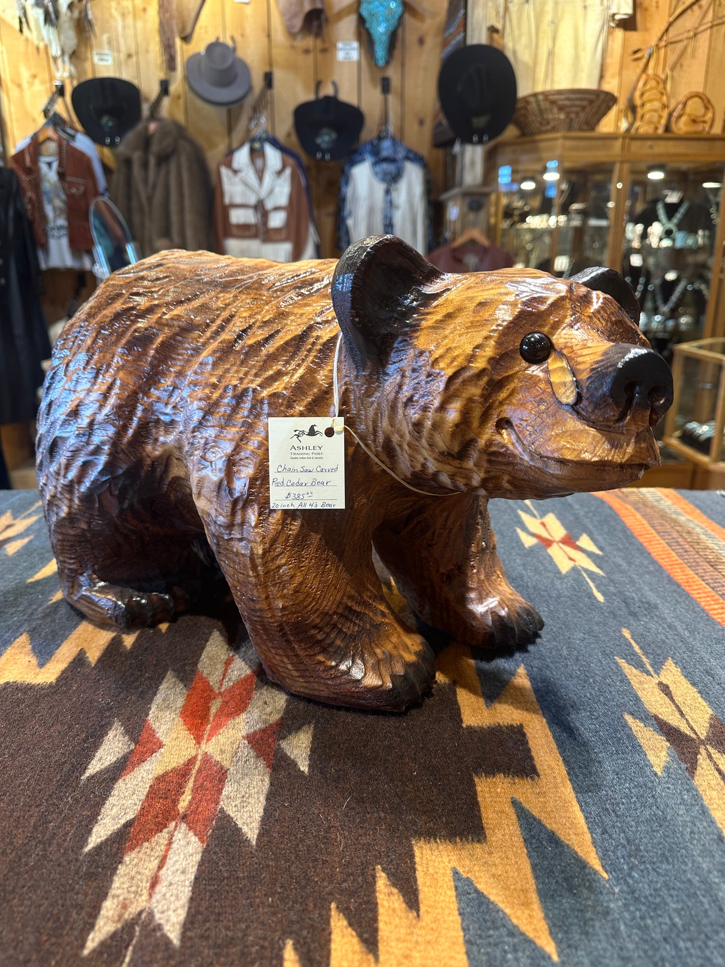 Red Cedar Chainsaw Carved Bear 20" All Fours