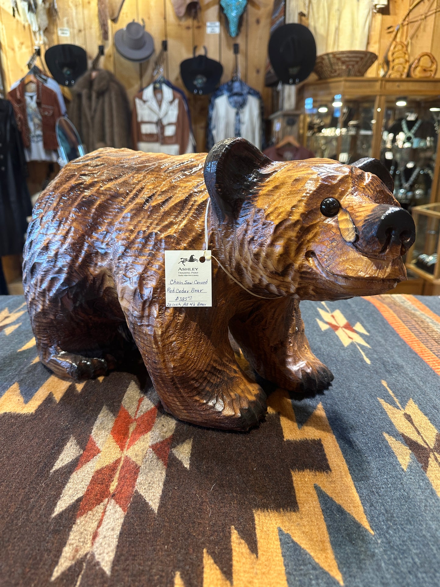 Red Cedar Chainsaw Carved Bear 20" All Fours